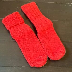 Cozy Red Knit Slippers